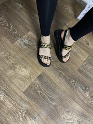 Модные женские босоножки на платформе черные с цепями и шипами Fashion A08 37 фото от покупателей 2