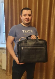 Деловая мужская сумка Vintage из натуральной кожи черного цвета для документов формата А4 (bg147fash94) фото от покупателей 6