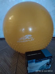 М'яч для фітнесу (фітбол) напівмасажний PowerPlay 4003 Ø65 cm Gymball Синій + помпа (PP_4003_65_Blue) фото від покупців 1