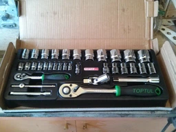 Набор головок с трещоткой 1/4", 1/2" 34ед. (в ложементе) TOPTUL GCAT3401