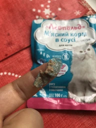 Вологий корм для дорослих котів ''М'ясне рагу з телятиною та овочами в соусі'' (24 паучі по 100 г) Леопольд фото от покупателей 1