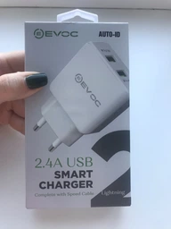 Сетевое зарядное устройство Evoc 2USB Smart Charger 2.4A (3204M) + Lighning cable Белое (151839) фото от покупателей 3