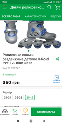 Роликовые коньки раздвижные X-Road PW- 120 Blue 39-42