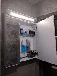 Зеркальный шкаф Мойдодыр ЛАГУНА ЗШ-80х80 с LED-лампами фото от покупателей 10