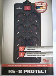 Мережевий фільтр-подовжувач Real-El RS-8 Protect 3 м Black (EL122300022) фото від покупців 19