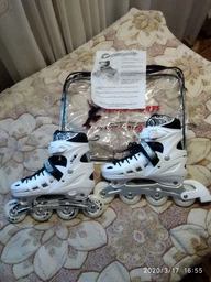Роликові ковзани дитячі розсувні Scale Sports WHITE LF 905 Білі розмір 29-33 передні колеса СВІТЯТЬСЯ фото від покупців 3