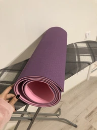 Килимок для йоги EasyFit TPE+TC (Eco Friendly) 6 мм блакитний-синій (двошаровий спортивний каремат, мат для фітнесу, пілатесу) фото від покупців 1