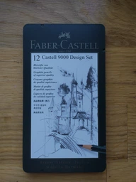 Чорнографітні олівці Faber-Castell у наборі 6 шт. H-8B металевий пенал CASTELL 9000 (119063)