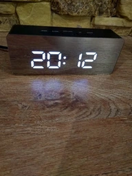 Часы настольные электронные зеркальные Losso Premium с LED подсветкой (белые), будильник фото от покупателей 12
