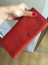 Женский кожаный кошелек Керри 1.0 бордовый краст фото от покупателей 4
