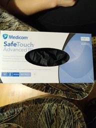 Рукавички нітрилові Medicom нестерильні без пудри SafeTouch Black (розмір M) 50 пар