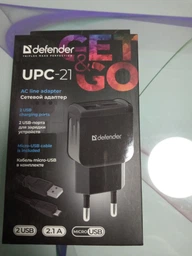 Мережевий зарядний пристрій Defender UPC-21 2xUSB, 5V/2.1А з кабелем micro-USB (83581) фото від покупців 8