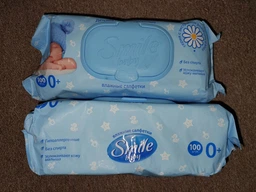 Упаковка влажных салфеток Smile Baby Экстракт ромашки и алоэ 2 пачки по 100 шт (42113908) фото от покупателей 12