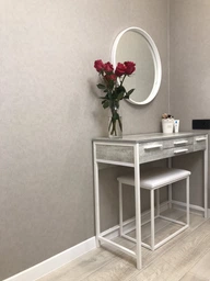 Туалетний столик з дзеркалом та банкеткою Fenster Візаві Білий ДСП дуб сонома фото від покупців 5