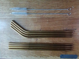 Металеві еко трубочки для напоїв STRAWS BAR багаторазові соломинки для коктейлів з металу в наборі 8 штук і 2 щітки для чищення ROSE GOLD (SRSTRROSGLD01) фото від покупців 16