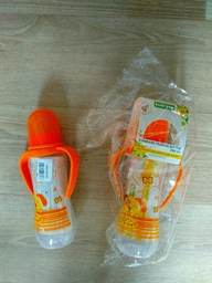 Пляшечка для годування з латексною соскою та ручками 0+ Baby team 250 мл Помаранчевий