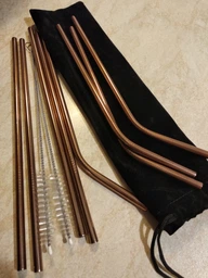 Металеві еко трубочки для напоїв STRAWS BAR багаторазові соломинки для коктейлів з металу в наборі 8 штук і 2 щітки для чищення ROSE GOLD (SRSTRROSGLD01) фото від покупців 13
