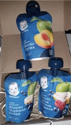 Фруктове пюре Gerber Яблуко та персик з 6 місяців 90 г (7613036345460) фото від покупців 17