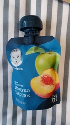 Фруктове пюре Gerber Яблуко та персик з 6 місяців 90 г (7613036345460) фото від покупців 16
