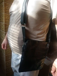Мужская кожаная сумка мессенджер через плечо Tiding Bag A25-064A Черная натуральная кожа фото от покупателей 10