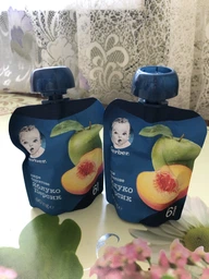 Фруктове пюре Gerber Яблуко та персик з 6 місяців 90 г (7613036345460) фото від покупців 10