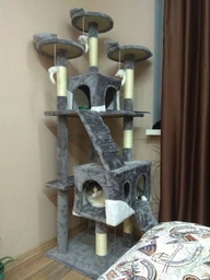 Великий багаторівневий ігровий комплекс (дряпка), будиночок для кота 170х49×49 см Avko Chiara сіра 1952 - кілька платформ для лазання та ігор, будиночки для відпочинку (3 шт), лежаки фото від покупців 9