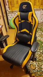 Комп'ютерне Ігрове Крісло Геймерське з Підніжкою для Геймера GT Racer X-2534-F Чорне / Жовте фото від покупців 1