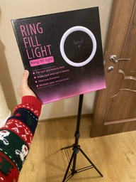 Кольцевая led лампа мощная светодиодная 26 см с держателем для смартфона и штативом 2,1 м фото от покупателей 6