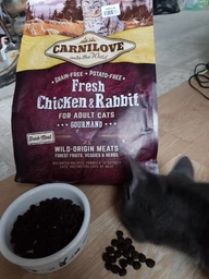 Корм Carnilove Cat Fresh Chicken & Rabbit Gourmand сухой полнорационный беззерновой с курицей и кроликом для кошек 0.4 кг фото от покупателей 4
