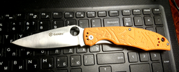 Нож складной Ganzo G7321 (длина: 215мм, лезвие: 95мм, сатин), оранжевый