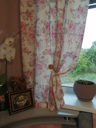 Короткие шторы для кухни Adagio Windows Decor Моника 3 с цветочным принтом 140х170см (2шторы) фото от покупателей 4