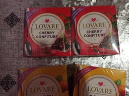 Упаковка чая Lovare Купаж черного и зеленого с лепестками цветов с ароматом вишни и шелковицы Cherry Confiture 2 пачки по 15 пирамидок (2000006781239) фото от покупателей 2