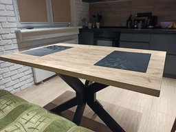 Обеденный кухонный стол Кросс TM METAL-DESIGN Черный Бархат Вествуд (ДСП металл) фото от покупателей 1