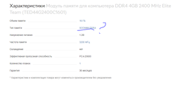 Модуль пам'яті DDR4 4GB/2400 Team Elite (TED44G2400C1601) - 32982