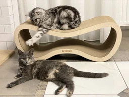 Когтеточка из картона усиленного с деревянным фасадом Cat Joy Fusion Beige 77x29x29 см фото от покупателей 18