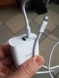 Зарядний пристрій 20W швидка зарядка Hoco C80A PD 20W + QC 3.0 + cable Type C to Lightning White фото от покупателей 3