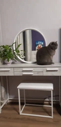 Туалетний столик з дзеркалом та банкеткою Fenster Візаві Білий ДСП дуб сонома