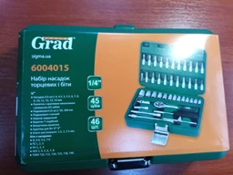 Набор насадок торцевых и бит Grad 1/4" 46 шт в кейсе (6004015) фото от покупателей 7