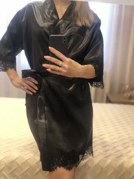 Халат женский Angelo dolce l-12 46-48 M-L Черный фото от покупателей 2