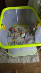 Манеж дитячий ігровий KinderBox сонечко Жовтий собачка з дрібною сіткою. (SUN 1) фото від покупців 1