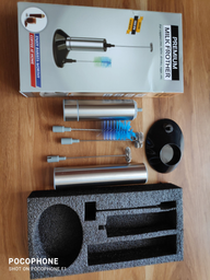Вспениватель для молока электрический Premium Milk Frother 5 в 1 капучинатор для сливок и молока с Чехлом и Тройным венчиком Черный фото от покупателей 6