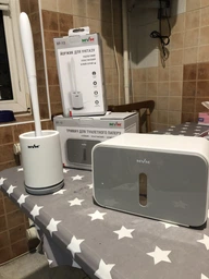 Держатель для туалетной бумаги клеящийся MBM HOME BP-15 WHITE/BLACK белый/черный фото от покупателей 3