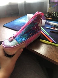 Пенал в виде кеда Cool For School с пайетками 2 отделения Желтый (5987-yellow) фото от покупателей 4