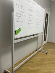 Дошка 90х150 см. поворотна двостороння на колесах під маркер, магнітна, сухостиральна Buromax фото від покупців 10