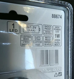 Ліхтар налобний, світлодіодний, 1 LeD, 3 х ААА. VOREL 88674