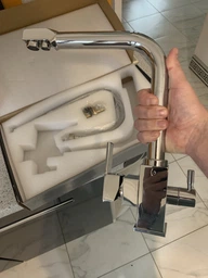 Смеситель для кухни с подключением к фильтру Luxor Mercury Stainless steel 3D Prof стальной , сатин (хром) + отдельно питьевой канал на смесителе с фильтра фото от покупателей 9