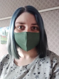Маска захисна багаторазова зі 100% ЛЬОНУ Розмір M (Гірчиця) фото від покупців 1