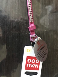 Нашийник для собак шкіряний WAUDOG з QR паспортом "Полотно стрази", Ш 9 мм, Довжина 19-25 см рожева фото від покупців 4