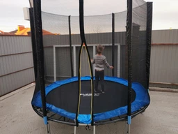 Детский батут Fun Fit 252 см с сеткой и лестницей фото от покупателей 5