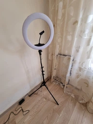 Кольцевая LED лампа LUMERTY (45см-75w) / светодиодное кольцо на штативе с креплением для телефона - для фото/видео, селфи, набор для блогеров, beauty-мастеров (75W - 5939) фото от покупателей 6